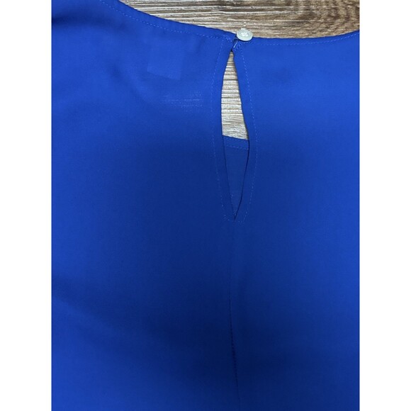 J. Crew Chiffon Peplum Blouse Women's Small Bell Sleeve Royal Blue Top - Picture 6 of 8